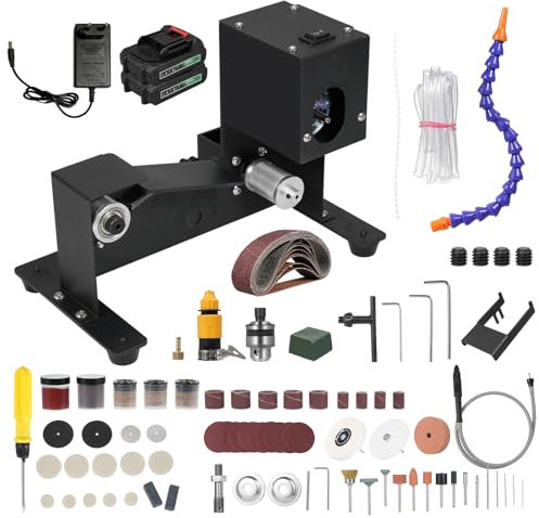 Levigatrice a nastro umido e secco da 250 W, mini levigatrice a nastro, smerigliatrice elettrica, smerigliatrice, velocità costante, piccola smerigliatrice, affilatrice, lucidatrice con tubo