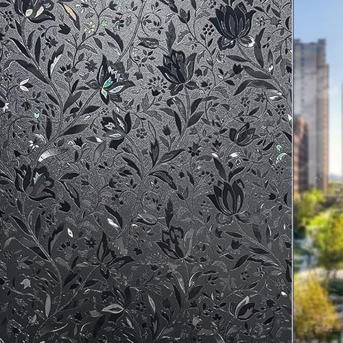 Sichtschutzfolie Fenster Schwarze Tulpe Sonnenschutzfolie Fenster,Sichtschutz Fensterfolie,Durchsichtig Thermofolie Fenster Gegen Hitze,Milchglasfolie Statisch Haftend