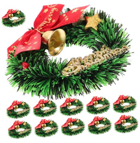UTHCLO 12stücke Teiliges Mini Weihnachtskranz Mit Glocken Und Schleifen Kleine Weihnachtsbaum Dekoration Langlebige Mini Kränze Für Adventskranz Deko Und Festliche Fensterdeko