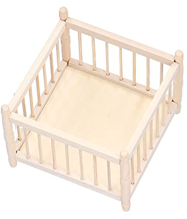 Miniatur-Babywiege, Puppenhaus, Babybett, Holzwiege, Mini-Möbelset, Hochwertiges Birkenholz, Naturgetreues Miniaturzubehör, Leicht und Kompakt, Geeignet für Puppenhaus und Puppe