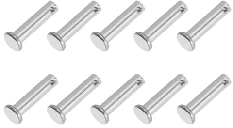 PATIKIL 6 x 30 Mm Single Hole Clevis Pins, 10 Pcs 304 Stainless Steel Flat Head Pin for Hitch Pin Lock Link Hinge Systems, Silver