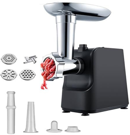 Picadora de Carne eléctrica, máquina para Hacer Salchichas de Acero Inoxidable de 300 W con 3 Placas de Corte Diferentes, máquina trituradora de Alimentos con extrusión en Espiral de Tres etapas
