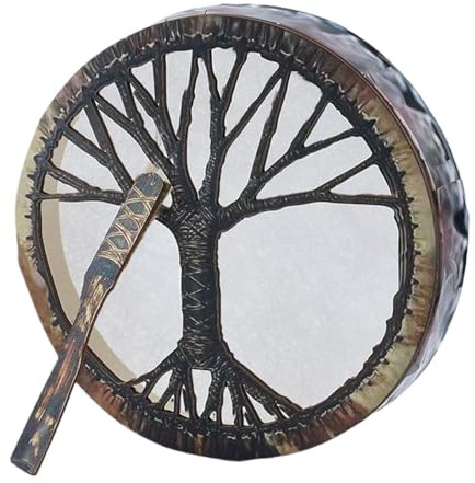 Tambour pour | Tambour à Main avec Motif d'arbre Vintage pour , décoration Murale Faite à la Main, Petit Instrument de Musique pour Jeux
