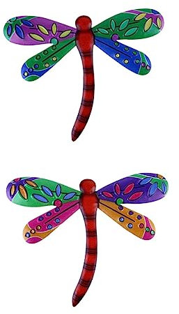 GALPADA 2pcs Metal Dragonfly Wall Decoration Clip Dragonfly Figurine Garden Wall Art Decor Random Color