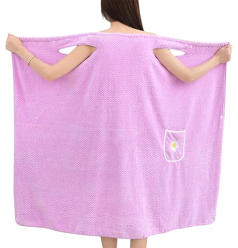 Luieonm Bata de Toalla para Mujer después de la Ducha, Toalla de baño Absorbente y portátil, Bata de baño con Bolsillo, Ligera, de Secado rápido para el hogar, SPA, Viajes