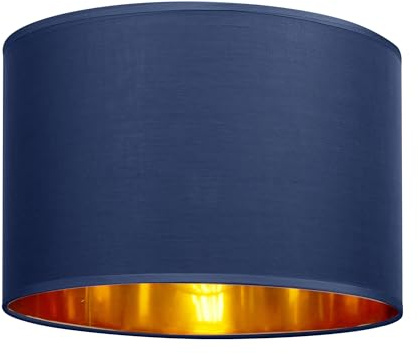 GIGGI Fabric Lamp Shades with Golden Inner Light Shade Ceiling – Modern Lampshades for Ceiling Lights, Lamp Shades for Table Lamps, Floor Lamps, Living Room, Bedroom, Home Décor (Blue, 8)