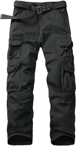 Faysfad Pantalon Cargo pour Homme Combat Militaire Tactique en Coton Pantalon de Travail avec Plusieurs Poches, Noir/gris, 48