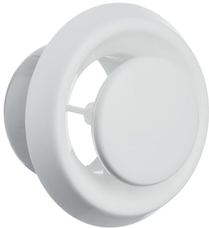 TURvent 100mm Weiß Tellerventil - Einstellbarer Diffusor für Wand und Decke - Zuluft und Abluftventil aus Kunststoff - Runde Lüftungsabdeckung Lüftungsgitter für Badezimmer Küche Garage