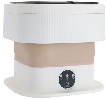 Portatile lavatrice da campeggio, mini con maniglia, pieghevole 40 W, 10 l (cachi), per biancheria intima, mutande, calze, vestiti per bambini