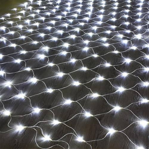 BANTASE Luci da Giardino A Rete, 6x4m, 880 Lumen, Impermeabili, con 8 modalità, for Camera da Letto, Finestra, Gazebo, Decorazione for Albero di Natale.(Cool White,3m x 2m 320led)