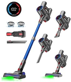 VersLife Aspiradora sin Cable 40KPA/500W,Z8 Escoba Inalámbrica Potente con Pantalla LED,Luz Verde,Diseño Autoportante,45 Min de Autonomía,para Pelo de Mascotas,Suelo y Alfombra