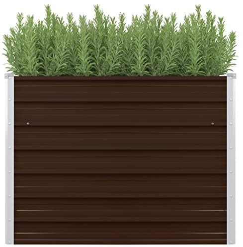 HaoChrymec Jardinera Elevada de Acero Galvanizado, 100 x 100 x 77 cm, Diseño Resistente, para Huerto Urbano Elevado, Jardineras Vertical, Jardineras Exterior, Jardinera Balcón