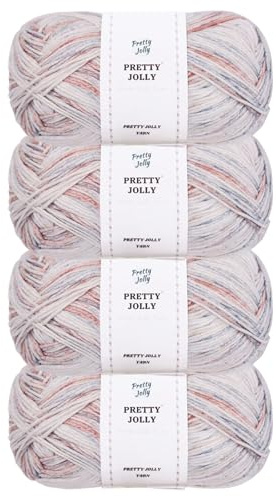 Pretty Jolly 4 Skeins Soft Baby Yarn(Color 103#) | 100% Cotton, Crochet & Knitting, 4 Ply, Fingering Weight, Blanket Yarn for DIY Craft, Total Length 4×160m/4×53g