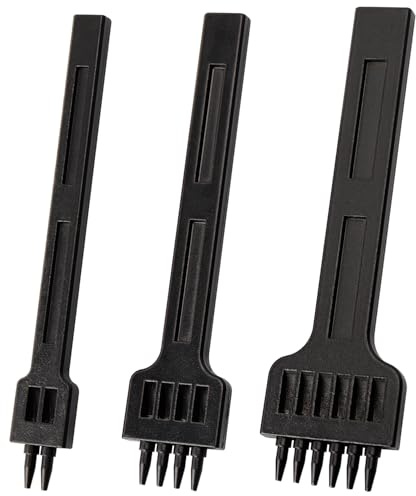 Bestgle Set di punzoni per cuoio da 4 mm, 2/4/6 denti a griffe, in lega di acciaio, per allacciatura e cucitura, scalpello rotondo per fai da te