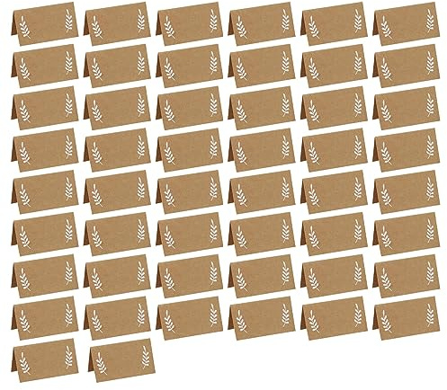 LAIOUSN 50 tarjetas de lugar con textura de color marrón para bodas, reuniones y celebraciones