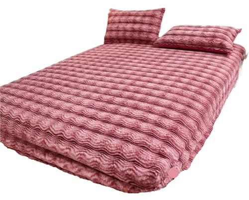Sábana bajera ajustable de felpa color liso, una sola pieza, gruesa invierno, for mantener el calor, forro polar extra profundo for colchones altos para Otoño e Lnvierno(Bright red,150x200x25cm)