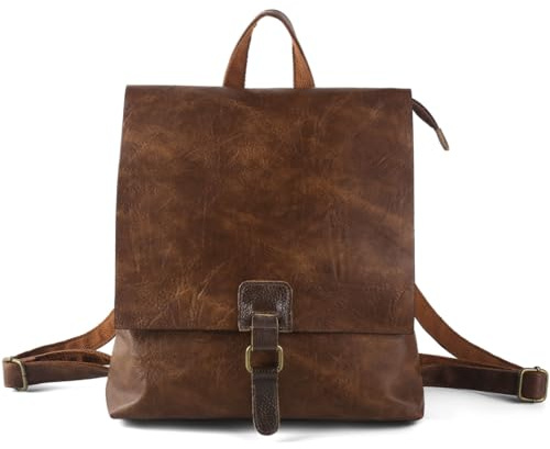 Kiepoar Damen Rucksack Leder Modische Mittelgroß mit Diebstahlschutz, Umhängetasche aus Echtem Leder Handtasche 3-in-1 Lederrucksack für Uni Arbeit Schule Reise
