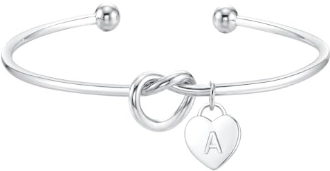 ZOERAY Knoten Armband Damen Gold Silber 925 Armbänder mit Buchstaben Herz | 18K Vergoldete Armkette Silber,Personalisierte Herz Anhänger Armbänder Liebesknoten,Schmuck Weihnachtsgeschenke Frau Mädchen