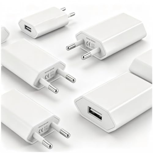4 Cargadores USB 5V/1A – Adaptador Universal Carga Rápida