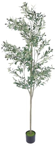 VBESTLIFE Olivo Artificial, Tronco Realista con Hojas y Frutas Vívidas, Planta Sintética sin Mantenimiento para Decoración del Hogar y la Oficina, 6.89 Pies de Altura
