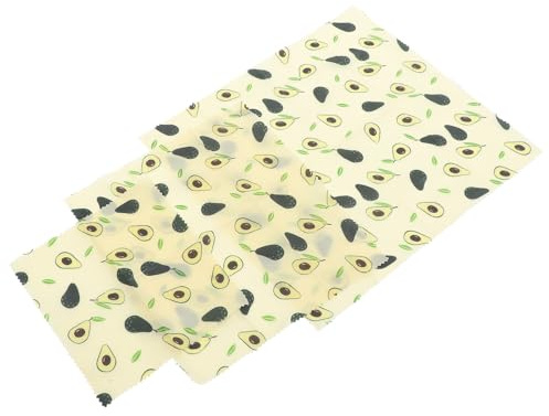 HAPINARY Lot de 3 Wraps Alimentaires en Cire D'abeille Réutilisables en Coton Motifs Créatifs, Tissu de Conservation des Aliments pour Légumes et Fromage