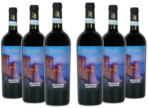Brumale Rotwein Montepulciano d'Abruzzo, Vollmundiger und Intensiver Wein mit Noten Roter und Schwarzer Früchte, 12,5 % Vol., Karton mit 6 Flaschen mit jeweils 750 ml