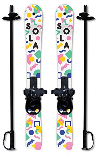 SOLA Kids Ski Set – Beginner Cross Country Skis with Poles and Adjustable Bindings for Ages 3–4, Backyard Winter Fun (Memphis)