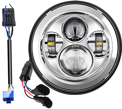 BeltandRoad Belt&Road 7 Inch Round Super White LED Headlight for 2014-2023 + HD Street Glide Special and Road King Special,Hi-Lo Beam Headlight With Dual Beam Adapter,Chrome Housing