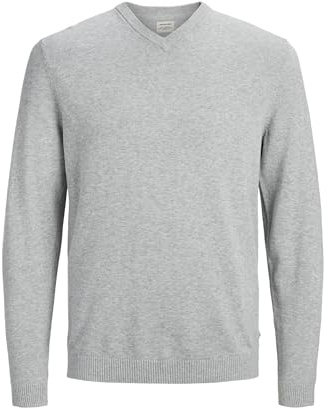 JACK & JONES För Män Pullover-tröjaJjebasic Knit V-neck Noos , Grå (Ljusgrå Melange Ljusgrå Melange), M