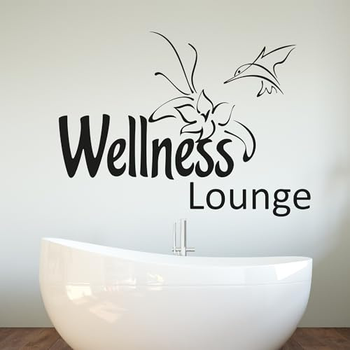 GRAZDesign Wandtattoo Bad Sprüche Wellness Lounge Türaufkleber Fliesenaufkleber - 41x30cm / 070 schwarz