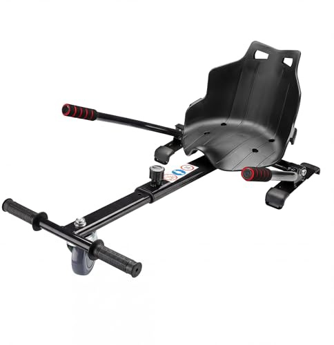 Wiltec Siège de Balance Scooter – Noir – capacité de 120 kg max. – avec Roulette et Poignées – ajustable pour Adultes et Enfants – Siège de Kart Elektroscooter compatible avec Hoverboard