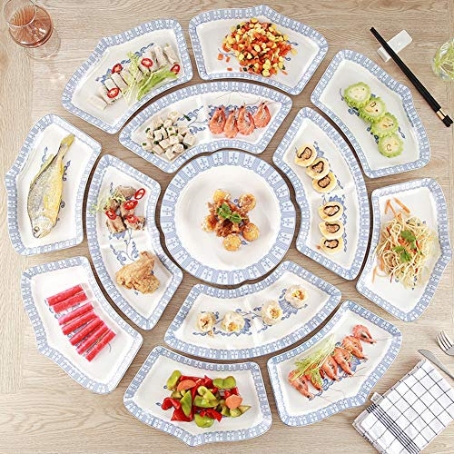XCXDX Única Combinación De Vajilla De Cerámica En Forma De Loto, Vajilla De Porcelana En Forma De Abanico, Ahorra Espacio, Es Adecuada para Restaurantes