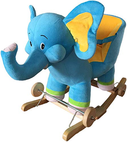 Fauteuil à bascule en bois avec roues et effets sonores en forme d'éléphant