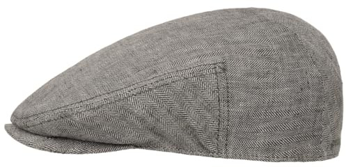 Stetson Woodfield Linen Flat Cap Leinenmütze Herren Schirmmütze mit UV-Schutz Herringbone Frühjahr Sommer