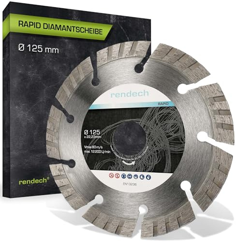 Rapid Diamantscheibe 125mm mit 10mm Turbo-Segment | Ideal für Beton, Granit, Stahlbeton, Mauerwerk uvm. - Zubehör für Winkelschleifer mit starker Schneidleistung