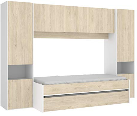 DEKIT GRUPO RIMOBEL Rimobel KWAY Puente, Melamina, Blanco, Cama Individual
