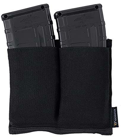 IDOGEAR Elastische M4 Double Mag Pouch MOLLE Magazintasche Tactical Mag Holder für M4 Gewehrmagazine (Black)