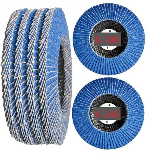 Fächerscheibe 125 | 10 Stück | 5xKorn 180 5x Korn 240 | Schleifscheiben 125mm Winkelschleifer | Schleifteller/Flexscheiben | Der Aufsatz für den Winkelschleifer in Form einer Lamellenscheibe