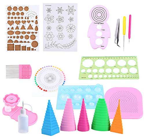 1 Set Quilling Paper Rolling Kit, Slotted Tools Pinzette Lineal Full Kit Handmade Photo Work Board für Home Office Dekoration DIY Tool Grid Guide Paper Design