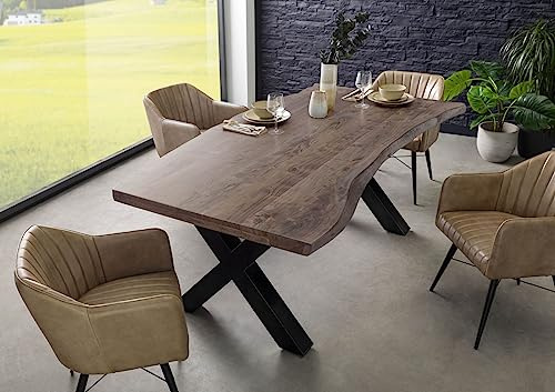 MASSIVMOEBEL24.DE Esstisch Akazie grau lackiert Freeform | 200x100x77 cm (BxTxH)85kgModernzerlegtvollmassivMASSIVMOEBEL24.DE