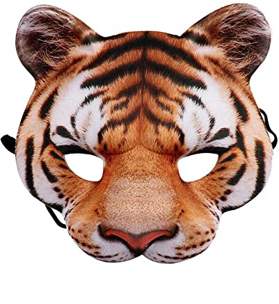 Halloween Animal Mask Funny Realistic Tiger Pig Half Face Mask for Adult | 3d Realistic Animal Half Face Mask with Elastic Band Halloween Cosplay Fancy Dress Themed Party Costume Accessories