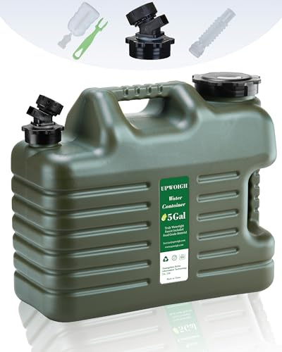 UPWOIGH 19L Water Jug, Camping Water Container, Truly No Leakage Water Storage with Spigot, Military Green BPA-Free Portable Water Tank for Outdoor Camping, Overlanding, Hiking