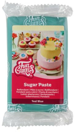 FunCakes Sugar Paste Teal Blue, Easy to Use, Smooth, Flexible, Soft and Pliable, Perfect for Cake Decorating, Halal, Kosher and Gluten Free, 250 g Pack of 1