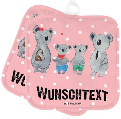 Mr. & Mrs. Panda Personalisierte Topflappen Koala Familie Zwei - Geschenke, Koalabär, Personalisierter Ofenhandschuh, Set Personalisiert, Muttertag, Namensaufdruck, Zusammen, mit Namen