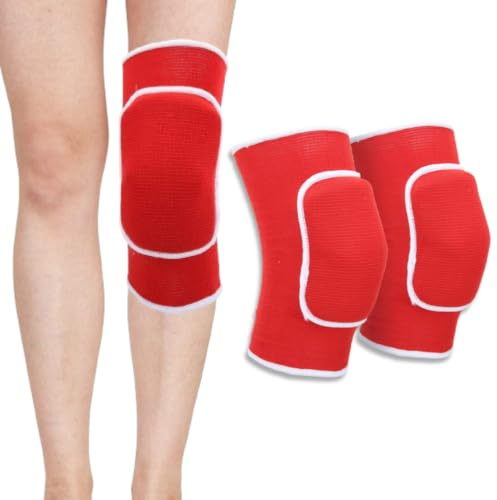 Cyrank Protective Knee Pads, Elastic Dance Knee Pad Soft Breathable Kneepads Brace Knee Support Protector Cover for Baketball Skating(red)