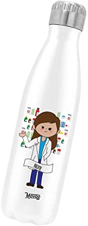 Borraccia Termica Bottiglia Termica Acciaio Inox 500ml Bottiglia Termica Made in Italy Ecologica 24 Ore Freddo & 12 h Caldo - Personalizzata con nome - Farmacista Donna