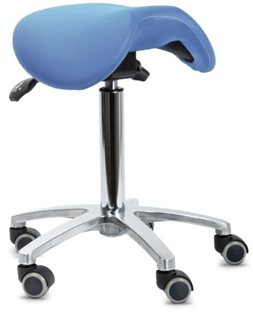 Drehhocker mit kippbarem Sattelsitz Blau