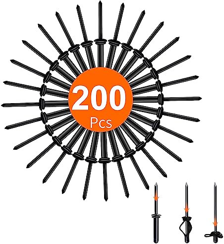Lot de 200 rivets à trois poignées de 3/16 po x 2,5 cm – Rivets pop décoratifs marins à trois plis avec joints toriques étanches, rivets tri-grip pour bateau, canoë, rivets aveugles en aluminium,