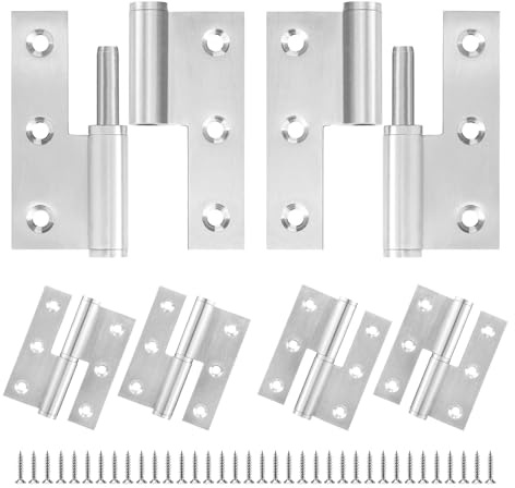 MOZCORN Lift Off Hinge 3 Removable H Hinge Brushed Stainless Steel Flag Hinges for Bedroom Kitchen Bathroom Door Wooden Boxes Cases Versatile Usage Anti Rust, 3 Left + 3 Right, Load 40LB/Set