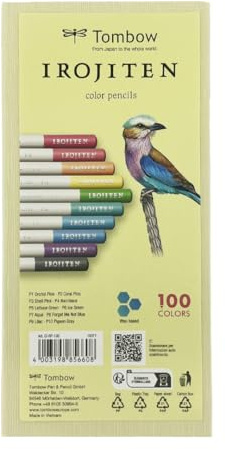 Tombow Farbstift IROJITEN 10er-Set, Pastellfarben I, Mine auf Wachsbasis mit hoher Farbbrillanz, Künstlerfarbstift für professionelle Künstler und Anfänger [CI-RP-10C]